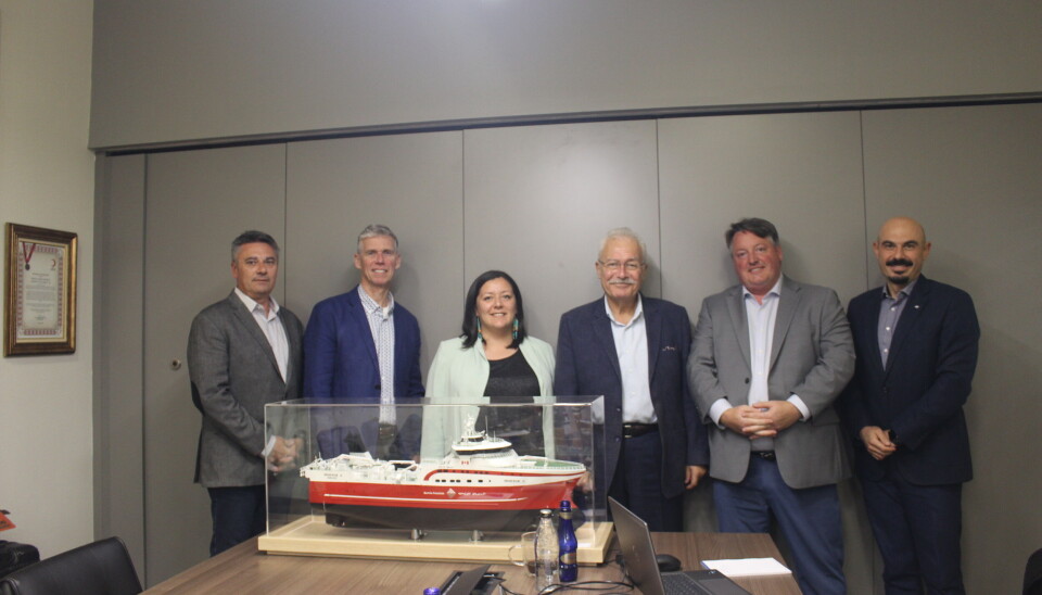 Fra venstre: Glenn Grandy (CFO Baffin), Chris Flanagan (CEO Baffin), Kelly Kilabuk (president Baffin), Mehmet Gaziouglu (CEO Tersan), Peter Adams (COO Baffin) og Sakir Erdogan (Tersan)