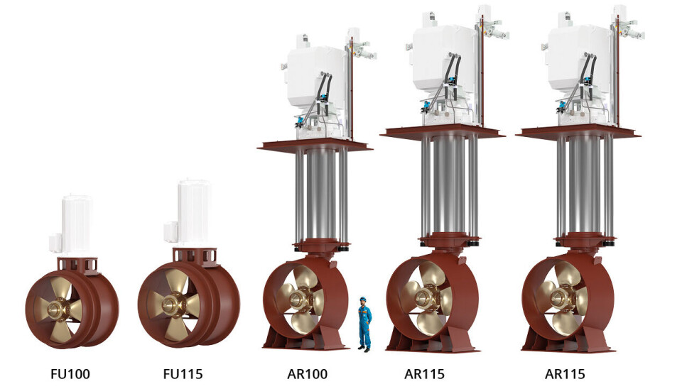 Illustrasjon av thrusterpakken for Maran Tankers' nye DP2 shuttletankere.