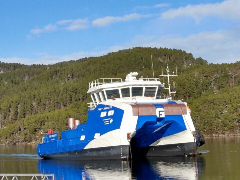 Arbeidskatamaranen skal leveres til Frøy Vest. Foto: Sletta Verft Arbeidskatamaranen skal leveres til Frøy Vest. Foto: Sletta Verft
