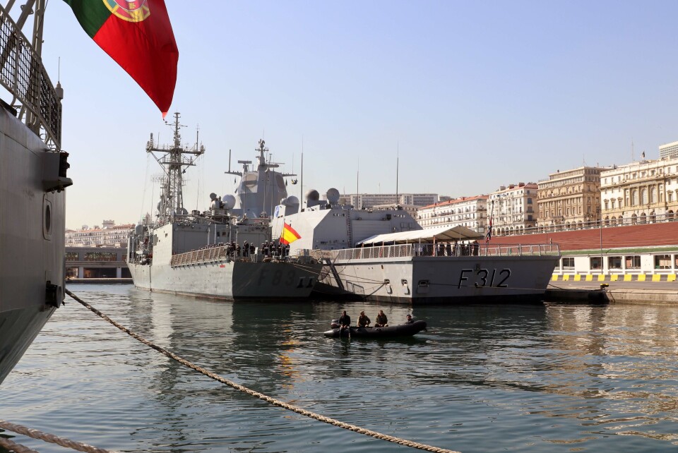 KNM Otto Sverdrup og den spanske fregatten ESPS Numancia til kai i Alger. Foto: Rune Haarstad, Forsvaret