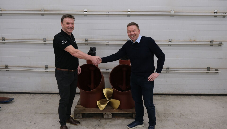 Kåre Vevik, daglig leder i PMH Norway, og Bernt Lilliestråle, daglig leder i Moen Marin.