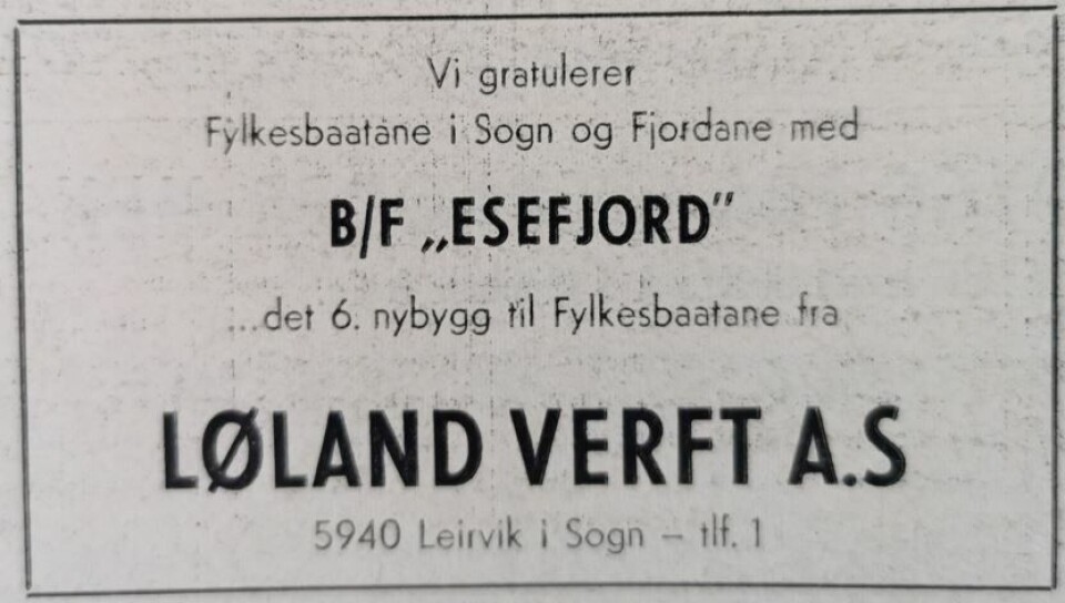 «Esefjord» - Ny bilferge til Fylkesbaatane