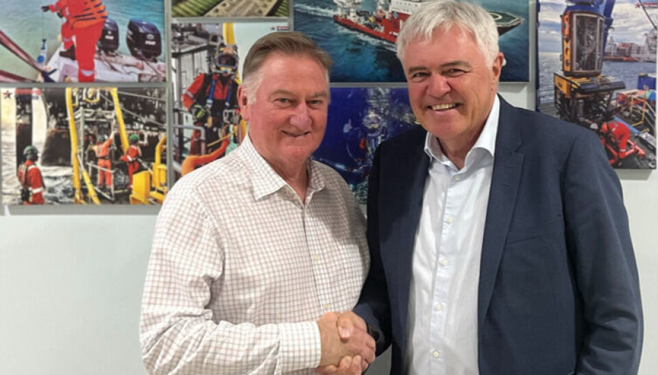 Colin McGinnis i Shelf Subsea (venstre) og Øyvind Mikaelsen i DeepOcean (høyre).