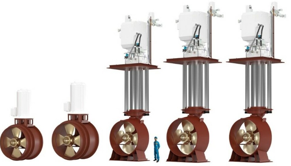 Illustrasjon av Brunvolls pakke av thrustere til shuttle tankerne.