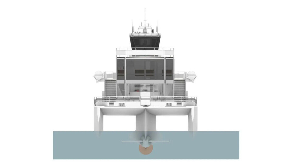 Skisse av selskapets nye trimaran.