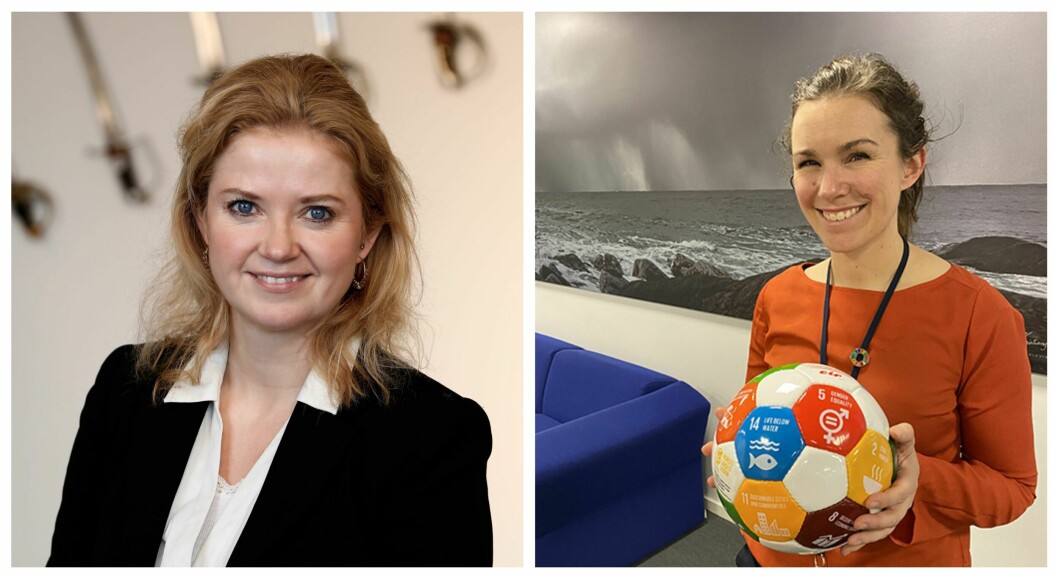 Silje Skullerud (t.v) og Marte Ellingsen Tyldum er nye direktører for bærekraft i Kongsberg. Foto: Kongsberg