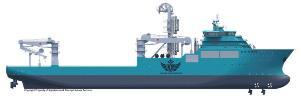 Skotske Triumph Subsea Services’ nye fartøy representerer et teknologisk skifte i servicemarkedet for undervannskonstruksjoner. Illustrasjon: Skipsteknisk