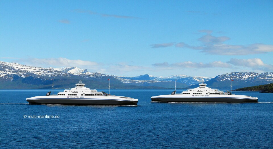 Fergesambandet Haljem-Sandvikvåg har hatt 341 kanselleringer i perioden 1. januar - 8. mai i år. Det gir en regularitet på 96,8%, ifølge samferdselsdepartementet. Illustrasjon: Multi Maritime