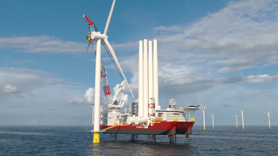 Skipet skal bygges for det amerikanske energiselskapet Dominion Energy, og er forventet levert fra verftet ved utgangen av 2023. Illustrasjon Kongsberg