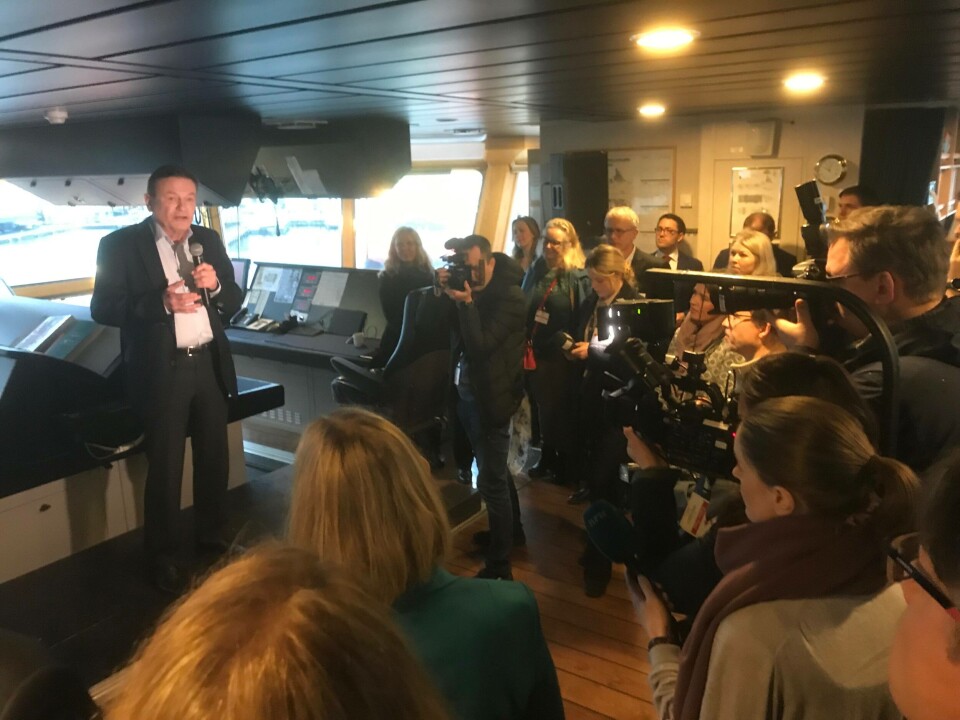 Administrerende direktør i Eidesvik Offshore, Jan Fredrik Meling, på pressekonferansen i Bergen torsdag. Foto: Sigbjørn Larsen