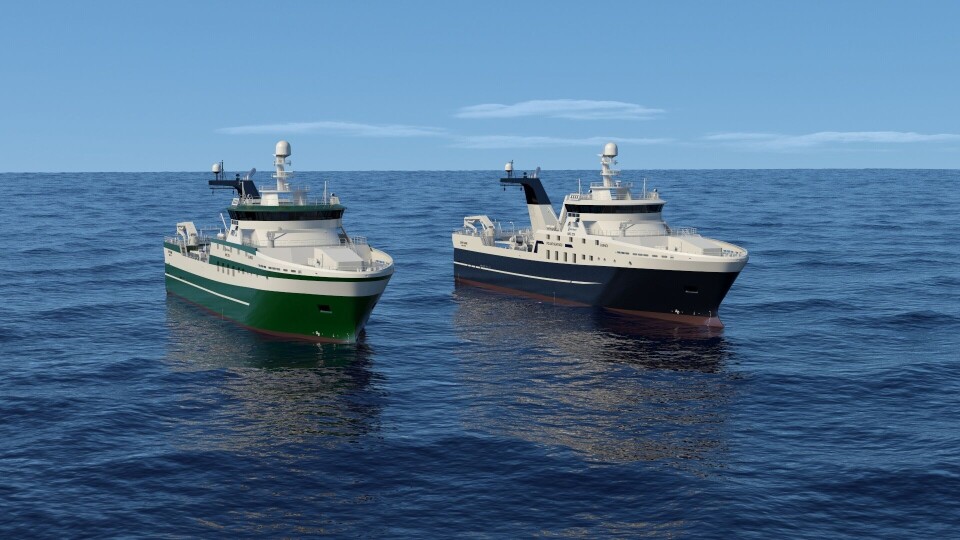 To fartøy av Rolls-Royce NVC 375-design skal utstyres med kraner fra Molde. Illustrasjon: Rolls-Royce To fartøy av Rolls-Royce NVC 375-design skal utstyres med kraner fra Molde. Illustrasjon: Rolls-Royce