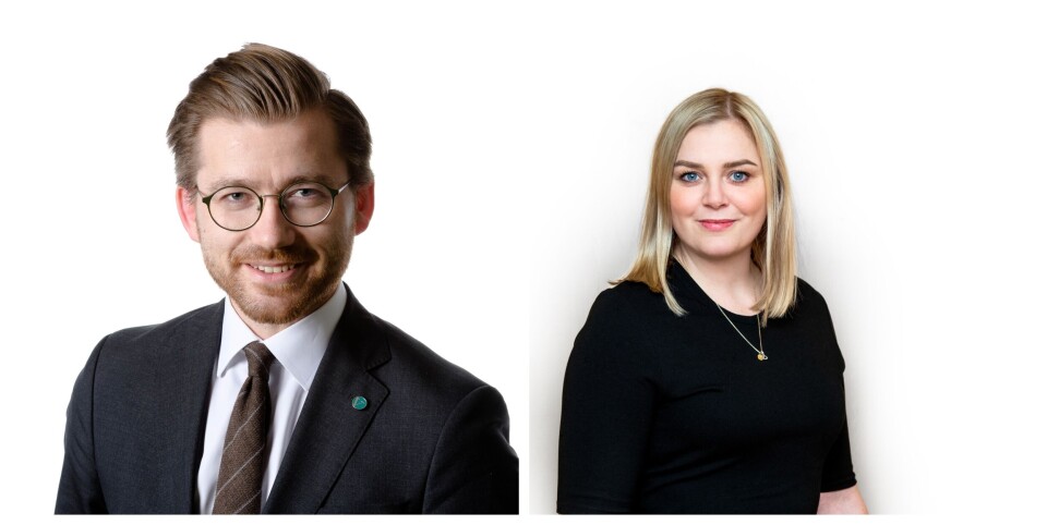 Klima- og miljøminister Sveinung Rotevatn (V) og Olje- og energiminister Tina Bru (H) la frem Hydrogenstrategien i dag. Foto: Bjørn H. Stuedal/OED - NTB Scanpix