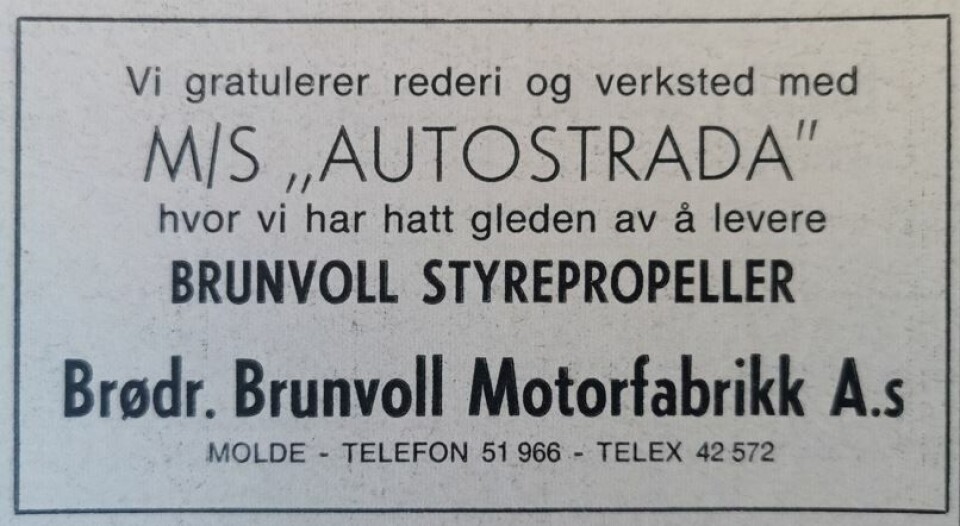 M/S «Autostrada» levert til engelsk reder fra BMV