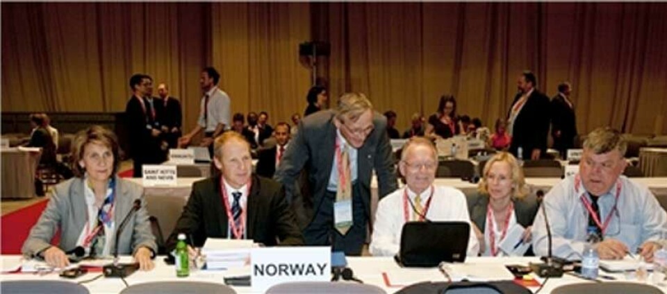 DEN NORSKE DELEGASJONEN. Fra venstre Kristin Frogg, Sveinung Oftedal, Terje C. Gløersen, Sigurd Gude, Tonje Sund og Jens Henning Koefoed.
