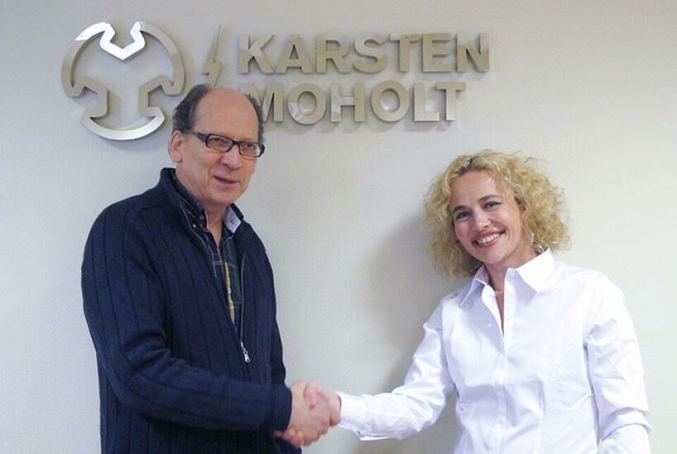 John E.B.Rasmussen, daglig leder i Os transformatorfabrikk AS og Linn Cecilie Moholt, administrerende direktør i Karsten Moholt AS