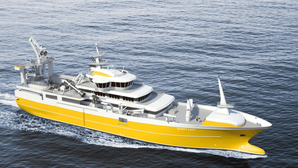 Kombinasjonen LNG, batteri og diesel gjør 'Sunny Lady' til et lavutslipps-fartøy. Illustrasjon Salt Ship Design