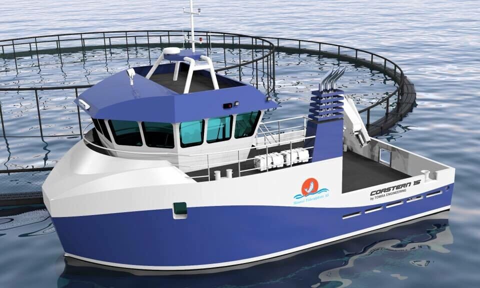 Måsøval Fiskeoppdrett har kontrahert et nytt servicefartøy som skal brukes på deres lokaliteter på Frøya. Foto: Tomra Engineering/Måsøval Fiskeoppdrett.