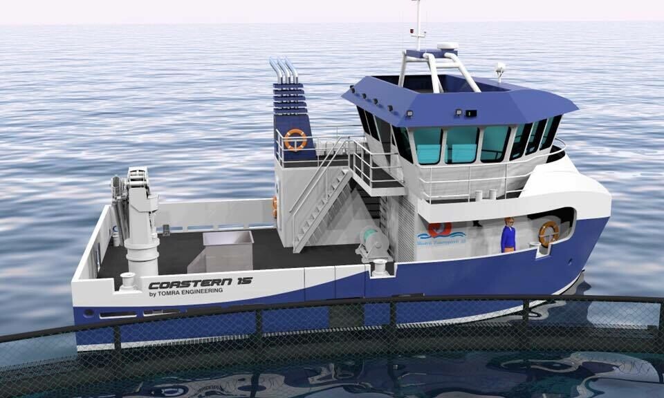 Måsøval Fiskeoppdrett trenger flere servicefartøy og venter levering av båten i juli 2017. Foto: Tomra Engineering/Måsøval Fiskeoppdrett.