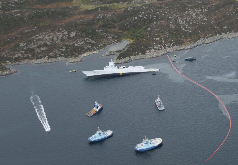 KNM «Helge Ingstad» fikk stor slagside etter sammenstøtet med tankskipet