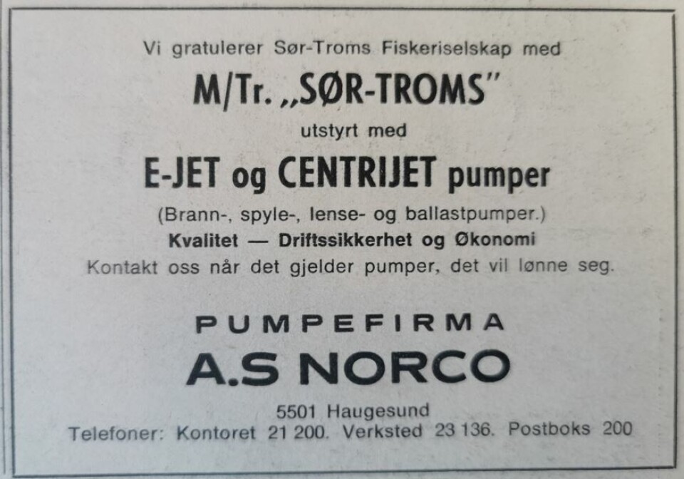 Ny hekktråler til Sør-Troms Fiskeriselskap A.S