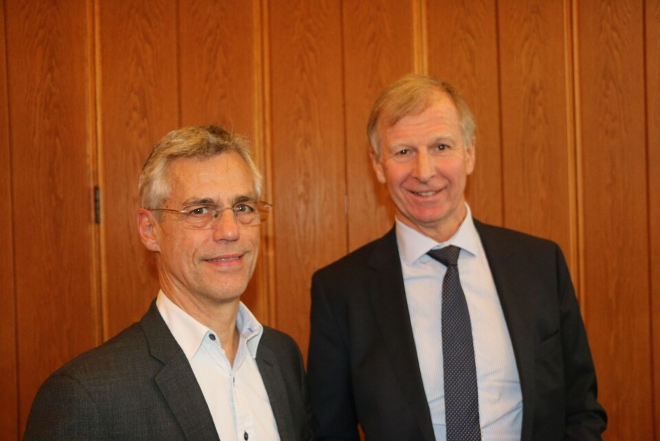 Eivind Dale, senior principal consultant DNV GL (til v.) og Nils Magne Fjereide, styreleder shortsea-gruppen i Rederiforbundet, har begge store forhåpninger til gjennomføringen av konklusjonene i rapporten. Foto: Asle Strønen