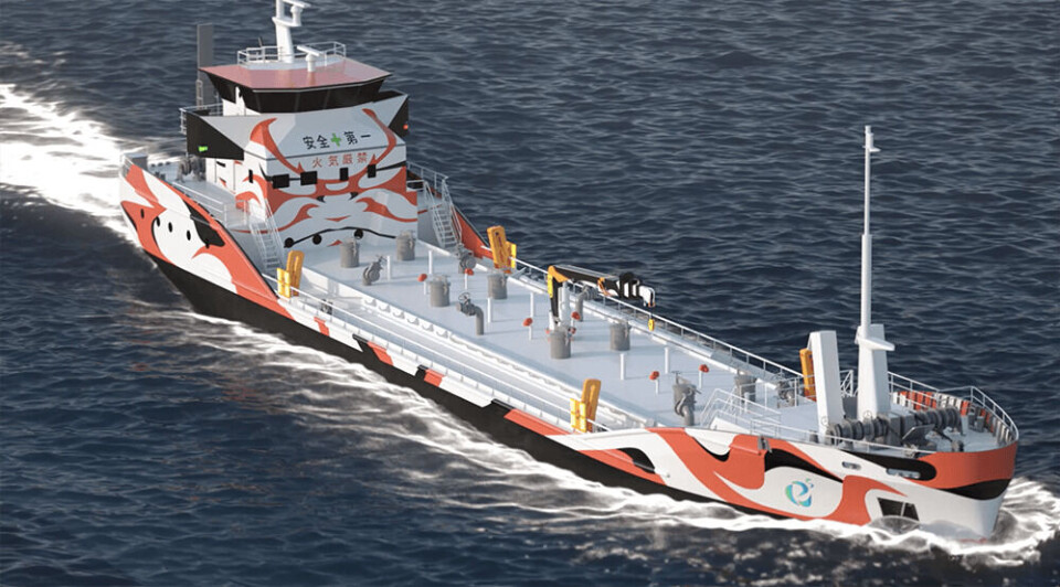 Corvus Energy har allerede signert den første store ordren i Japan for leveranse av Corvus batteri systemer til verdens første hel-elektriske tankbåt som er under bygging for det japanske rederiet Asahi Tanker. Illustrasjon: E5 Lab Inc