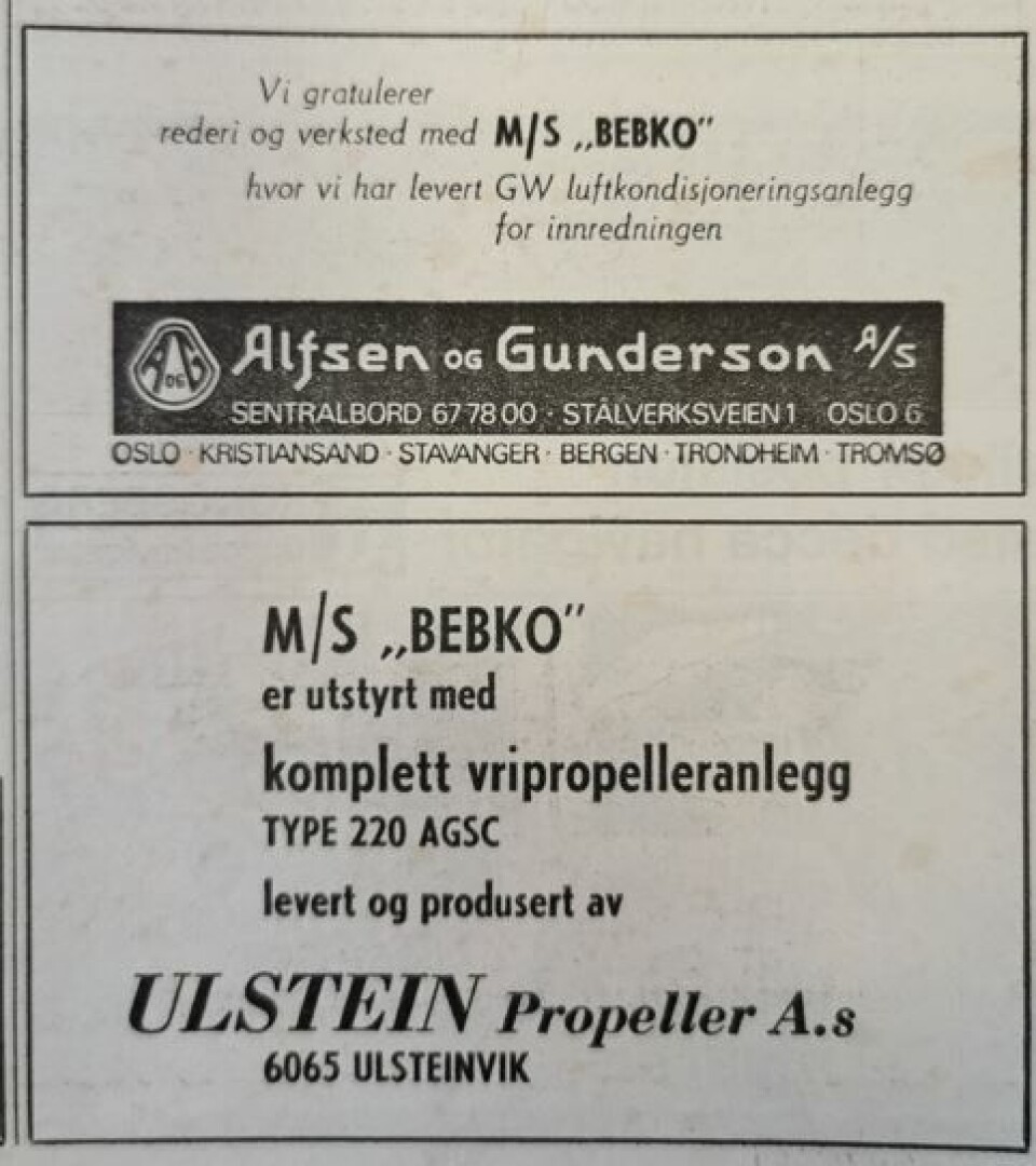 MS «Bebko» - Det andre i en serie på femten skip hver på 299 br. tonn