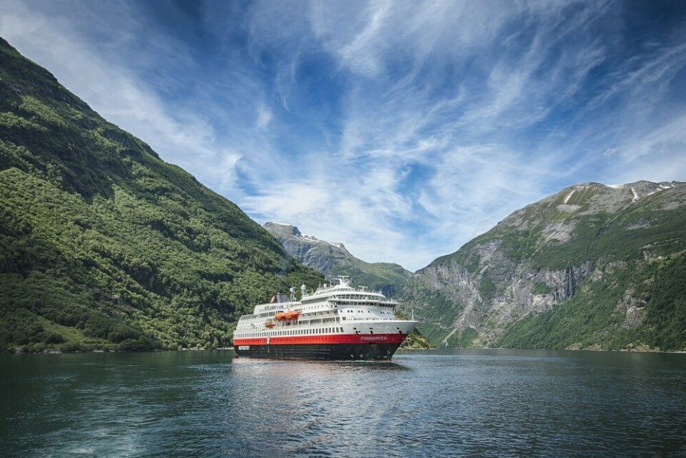 Hurtigruteskipet MS «Finnmarken» skal byggast om til eit hybriddrive ekspedisjonsskip, og Green Yard Kleven har fått oppdraget med den omfattande tekniske oppgraderinga. Foto: Agurtxane Concellon /Hurtigruten Hurtigruteskipet MS «Finnmarken» skal byggast om til eit hybriddrive ekspedisjonsskip, og Green Yard Kleven har fått oppdraget med den omfattande tekniske oppgraderinga. Foto: Agurtxane Concellon /Hurtigruten