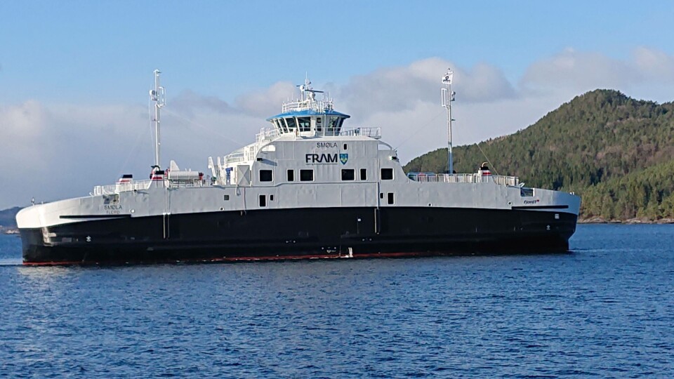 MF «Smøla»er under klargjering til drift og skal trafikkere sambandet Edøy-Sandvika. Foto: Fjord1