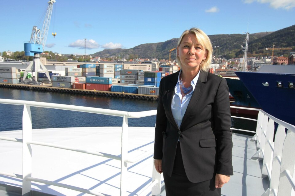 Monica Mæland i Bergen. Foto: Nærings- og fiskeridepartementet.