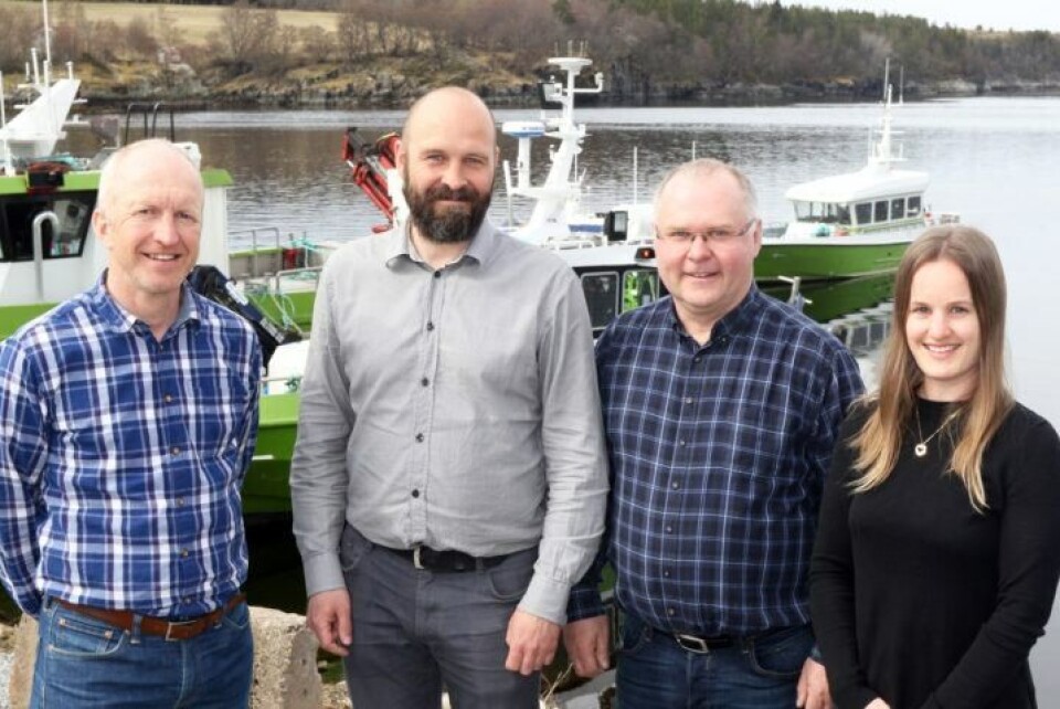 Fra venstre daglig leder Ove Løfsnæs, operasjonssjef Stein Are Ystmark, kommunikasjonssjef Ove Magne Ribsskog og TQM-leder Katrine Larsen. Foto: AQS