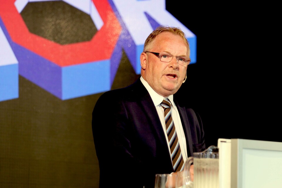 Per Sandberg under åpningen av Aqua Nor. Foto Vidar Alfarnes