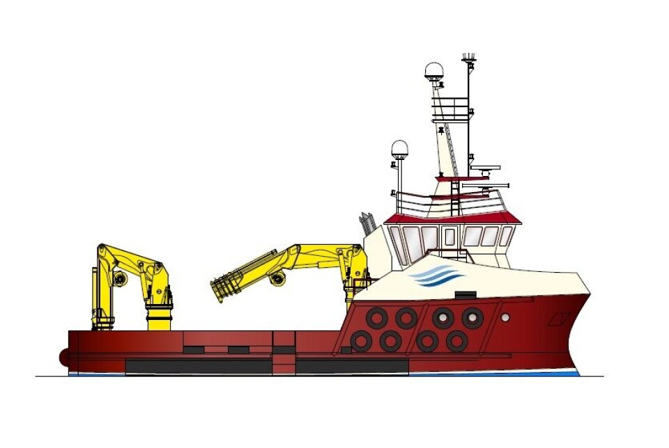 Profil av 23 meters arbeidsbåt. Foto: Havyard