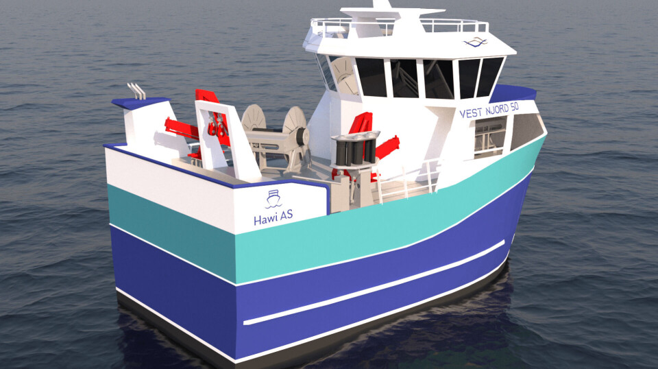 «Ragnhild Hatland», nytt fiskebåtdesign fra Båt og Motorservice i samarbeid med Marin Design og fiskebåtrederiet Hawi. Illustrasjon: Marin Design