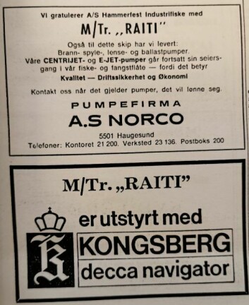 Faksimile av gratulasjonsannonse i Skipsrevyen nr 1/1971.