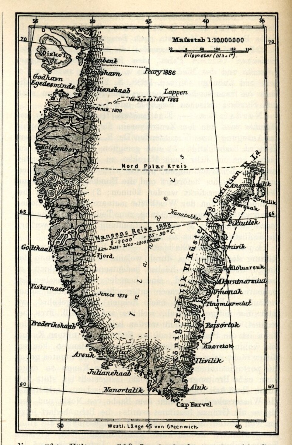 Bilde av Nansens rute over Grønnland