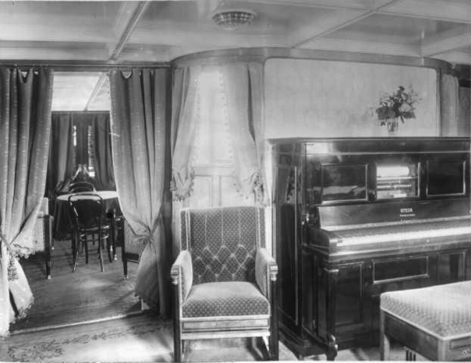Damesalongen på 'Haakon VII' Foto: Foto: Anders Beer Wilse Wikimedia