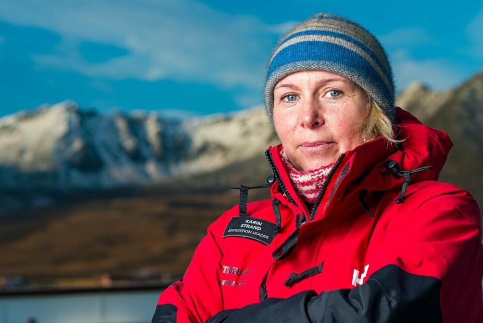 Karin Strand blir gudmor for «Roald Amundsen». Foto: Ørjan Bertelsen/Hurtigruten.