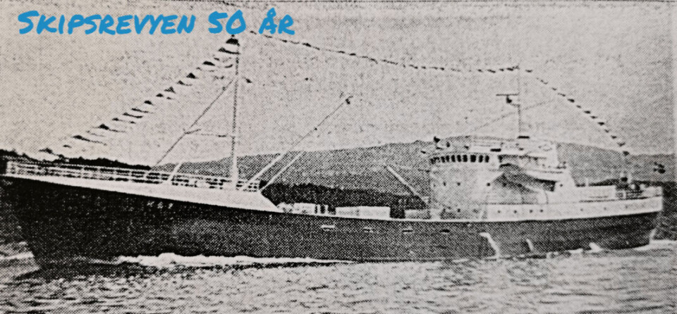 «Endre Dyrøy» med ny Wichmann-maskin under prøvetur i 1971. Faksimile fra Skipsrevyen nr. 1/1971.