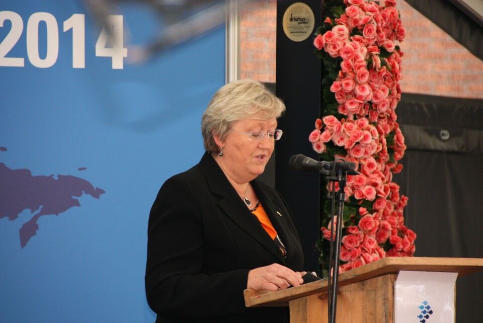 Elisabeth Aspaker på Nor-Fishing 2014. Foto: Asle Strønen