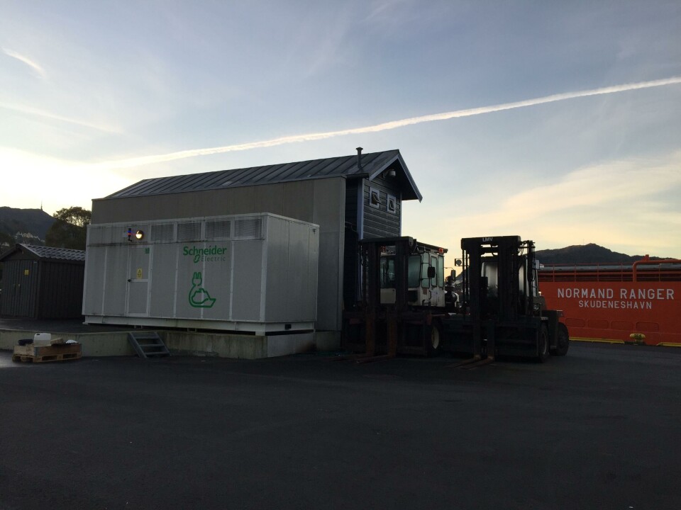 Landstrømscontaineren på Skolten i Bergen. Foto: Andrea Bærland