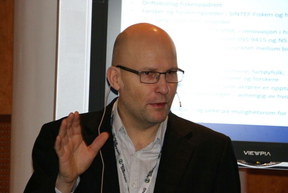 Leif Magne Sunde, SINTEF Fiskeri og Havbruk AS fortalte om store muligheter i samspillet mellom marin og maritim sektor. Foto: Asle Strønen