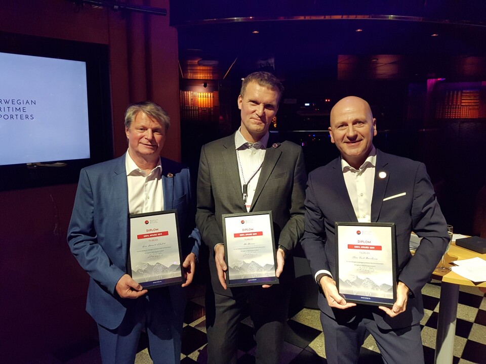 ERFA-prisen gikk til (f.v) Lars Gørvell-Dahll, Norsk Industri, Ole Henæs, Innovation Norge, Tom Erik Ranheim, TMC