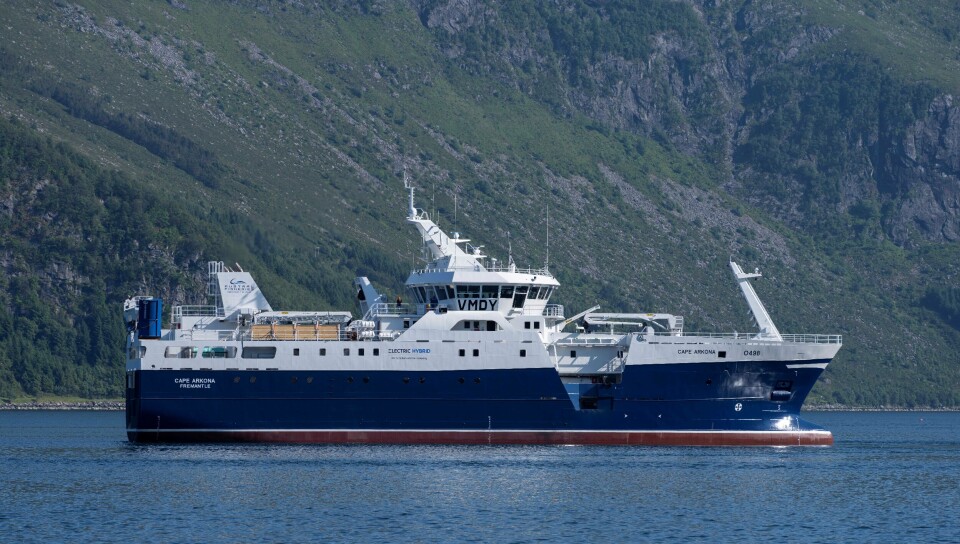 Den 67 meter lange og 15 meter brede «Cape Arkona» skal etter planen sette kursen mot Perth, Australia i løpet av den kommende uken. Foto: Båtbygg AS.