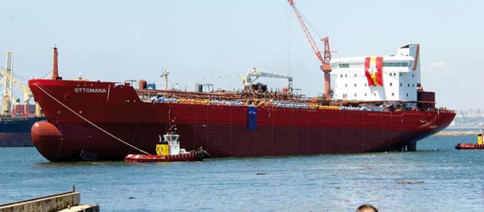 Etter sjøsettingen av M/T Ottomana, ca. 27.000 dwt, ved Celik Tekne shipyard, da den største kjemikalietankeren bygget i Tyrkia. (celiktekne.com.tr)