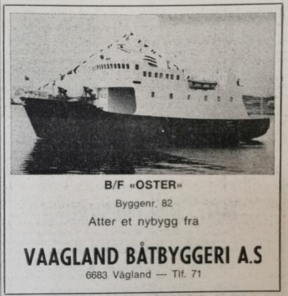 Gratulasjonsannonse i Skipsrevyen nr.1/1972