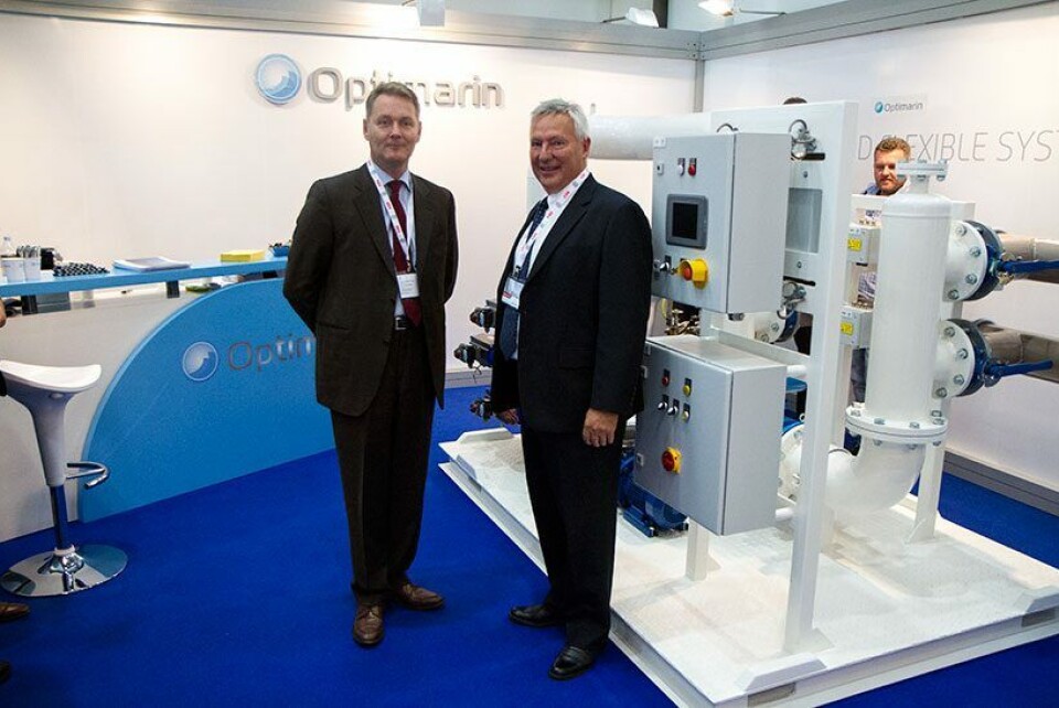 Optimarin at the SMM 2012. From left; Birgir Nilsen, VP of Business Development, Optimarin and Tore Andersen, Sales and Marketing Director, Optimarin