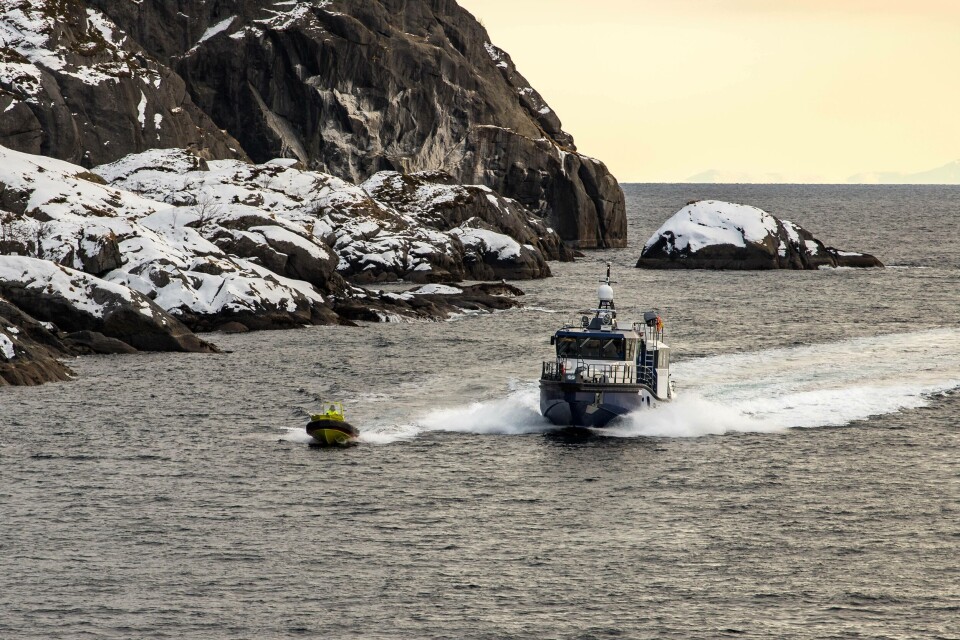 Begge de nye inspeksjonsfartøyene gjør ulike oppdrag langs hele norskekysten, her er «Rind»  avbildet på jobb. Foto: Vegard Oen Hatten/Fiskeridirektoratet.