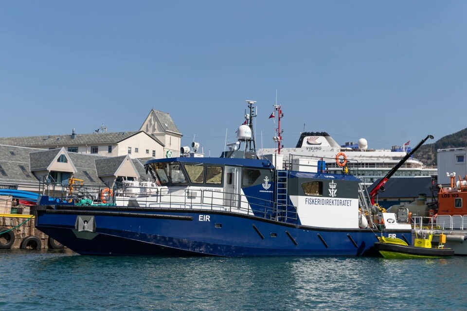 Den nye oppsynsbåt «Eir» er nå på Vestlandet og har startet så smått med inspeksjoner. Fartøyet skal døpes i slutten av august. Foto: Vegard Oen Hatten/Fiskeridirektoratet.