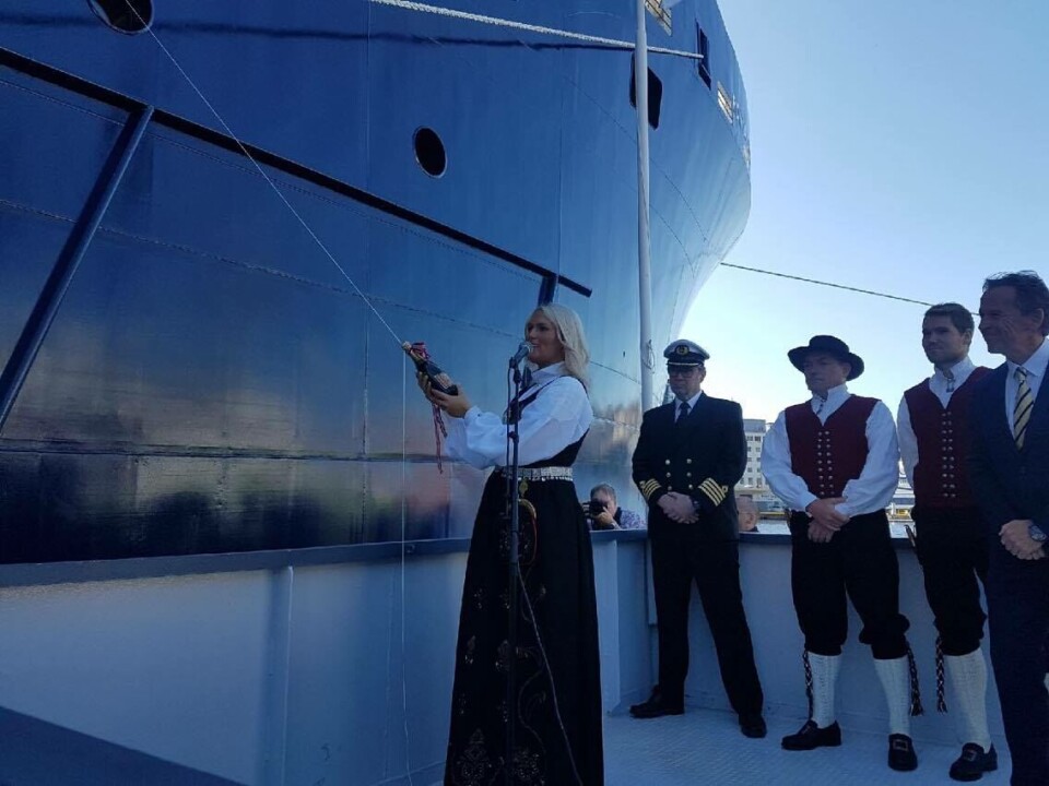 Sølvtrans hadde dåp av sin nye brønnbåt Ronia Diamond i Bergen under sykkel- VM. Foto: Heidi Angell Jakobsen.